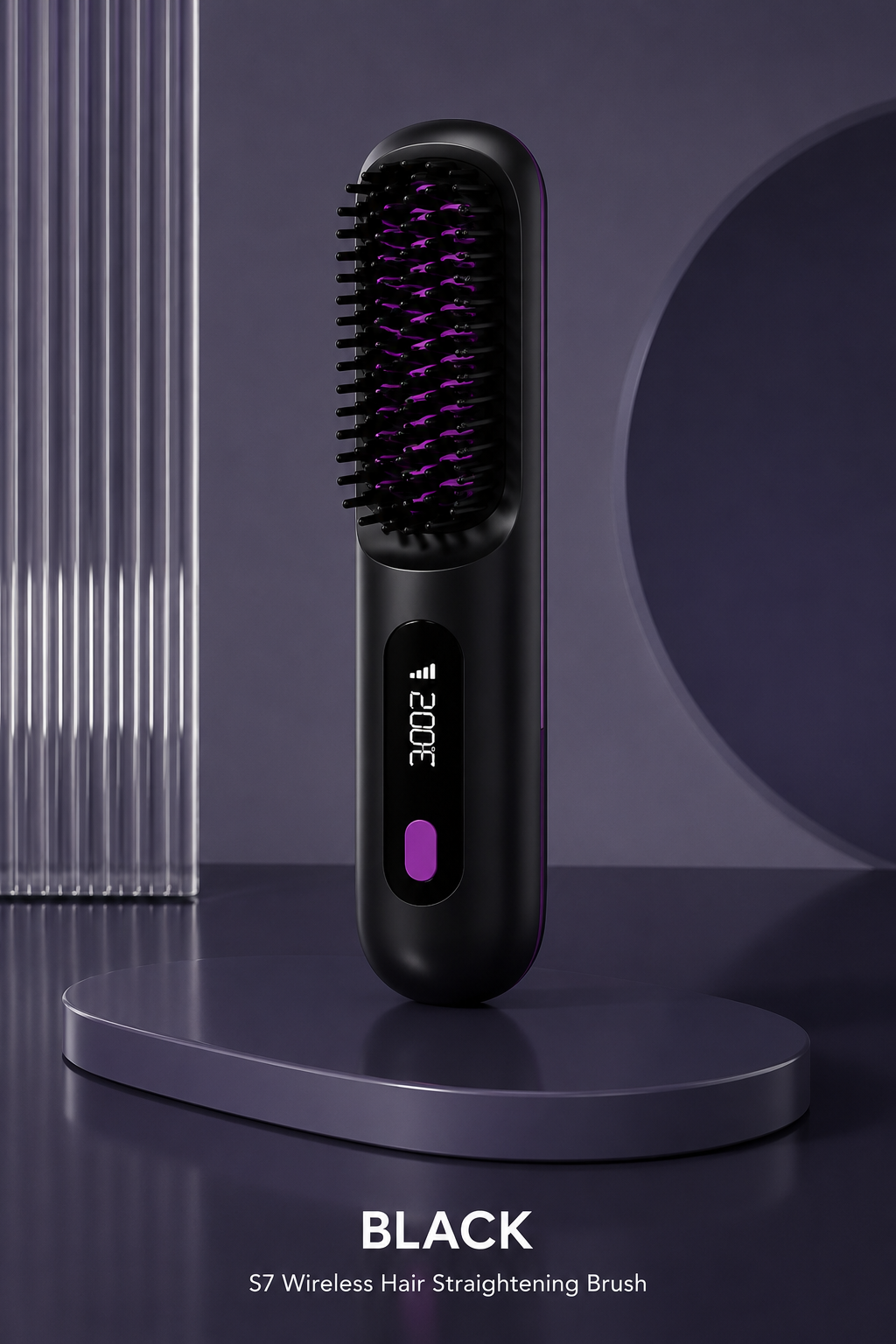 Wireless Ionic Hair Straightening Brush – Portable Cordless Hair Straightener Comb with Adjustable Temperature, Rechargeable Negative Ion Styling Brush