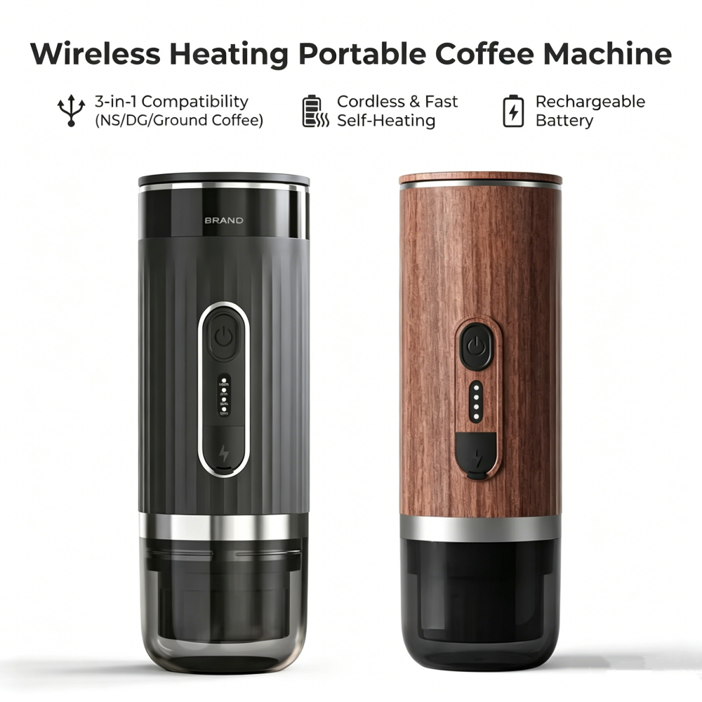 3-in-1 Portable Espresso Coffee Maker with Wireless Heating | 20 Bar | Compatible with Nespresso®, Dolce Gusto® & Ground Coffee