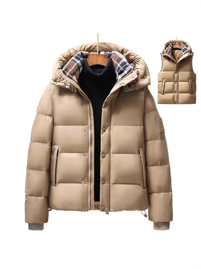 Men's & Women's Hooded Winter Puffer Jacket with Removable Sleeves