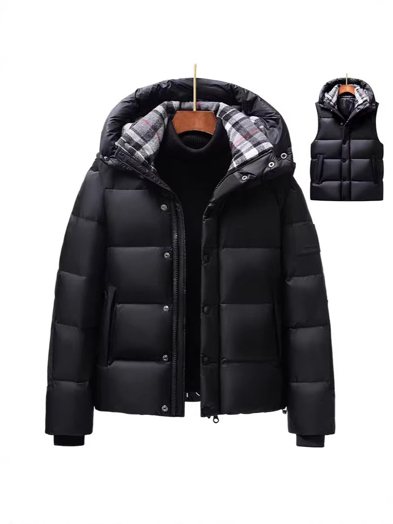 Men's & Women's Hooded Winter Puffer Jacket with Removable Sleeves