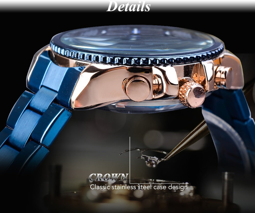 Forsining Men's Automatic Mechanical Watch – Multifunction Waterproof Luxury Skeleton Wristwatch